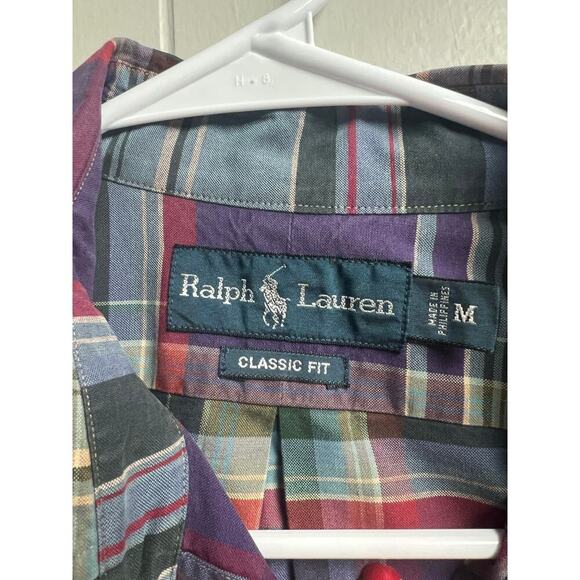 Ralph Lauren Classic Fit Purple Green Plaid Medium Men's Button Up - Picture 3 of 9